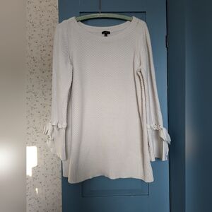 🤍 Talbots Woman 1X White Knit Sweater Bow Sleeves Feminine Office Lambswool